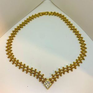 Vintage Minimalist Gold & Diamond Choker